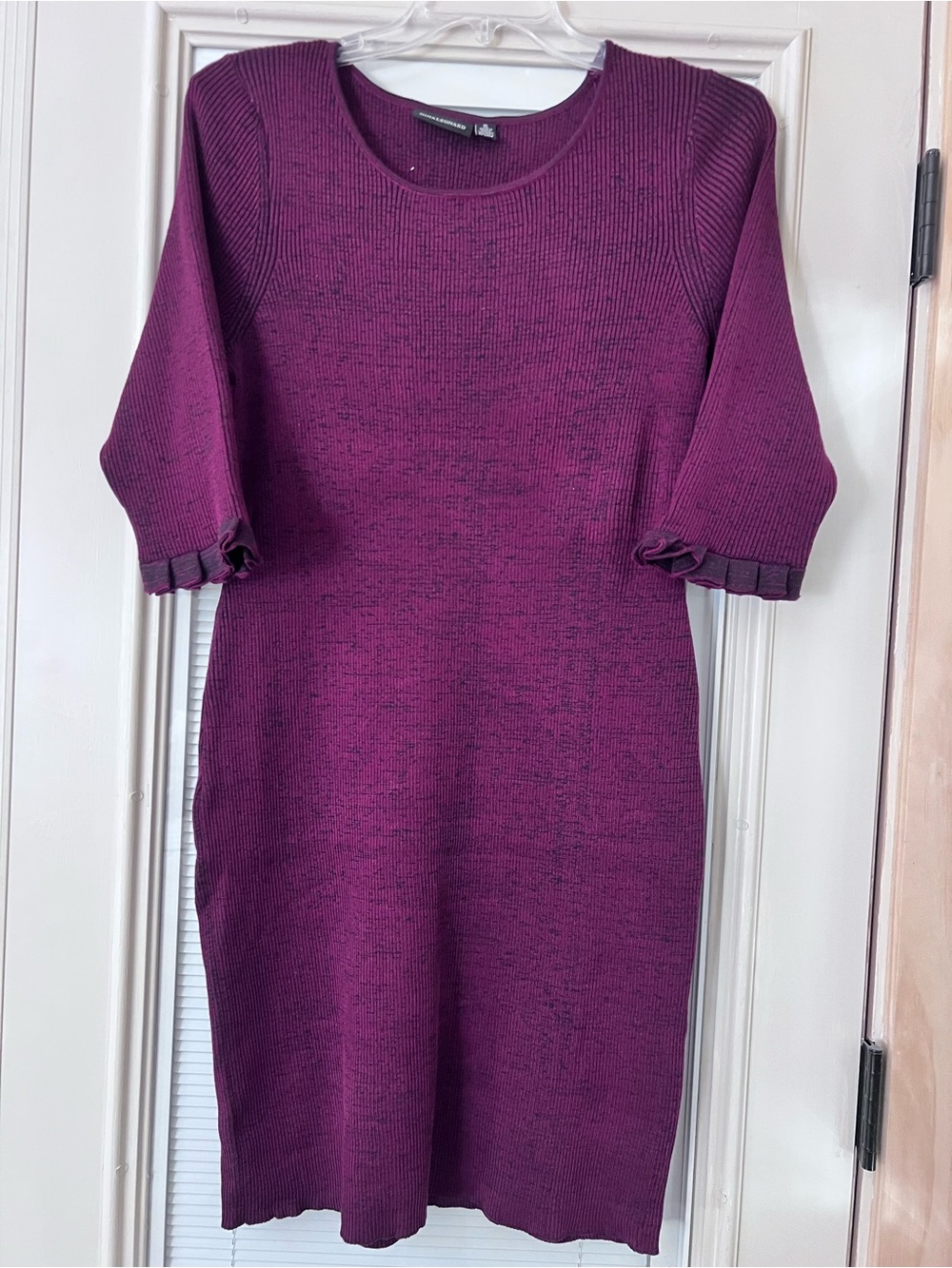 Nina Leonard Ribbed Sweater Dress - Wine